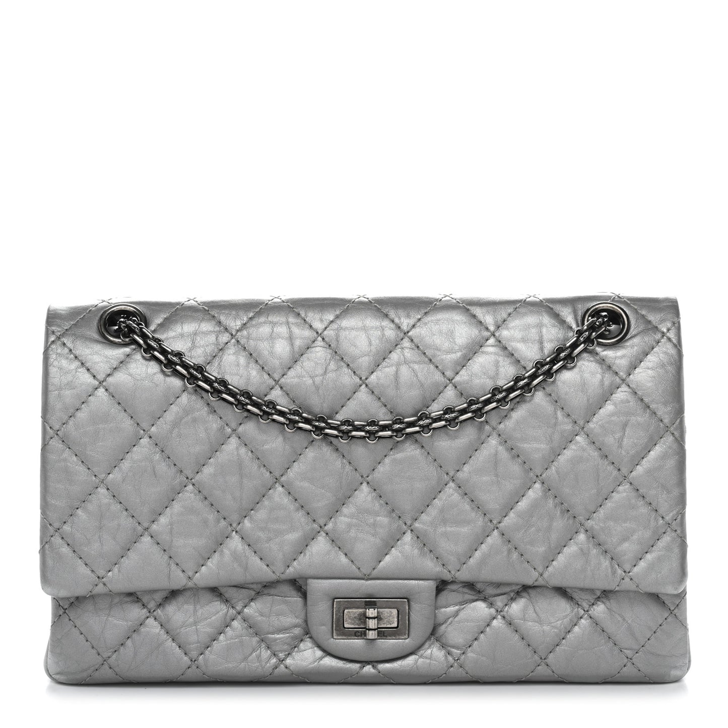Metallic Aged Calfskin Quilted 2.55 Reissue 226 Flap Silver