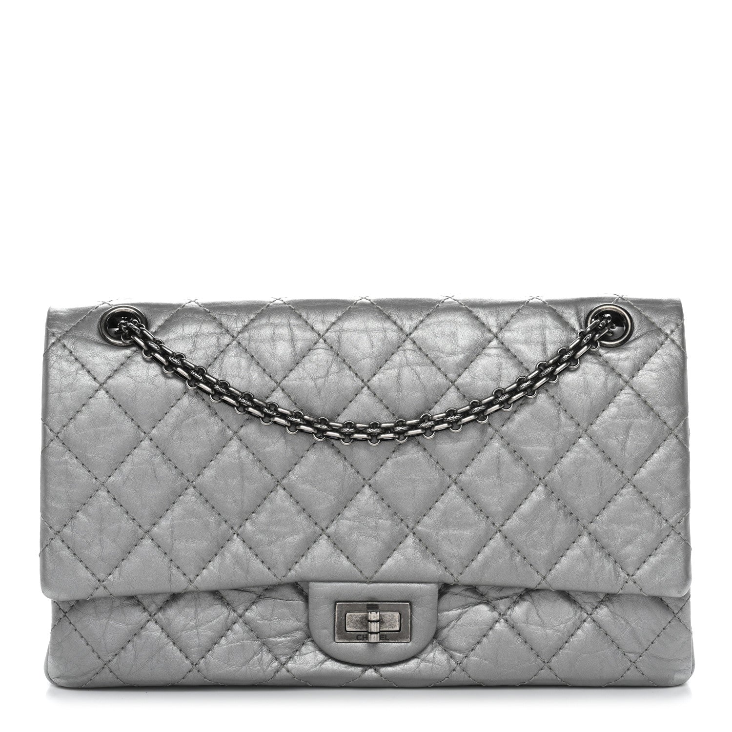 Chanel Metallic Aged Calfskin Quilted 2.55 Reissue 226 Flap Silver 1 of 13