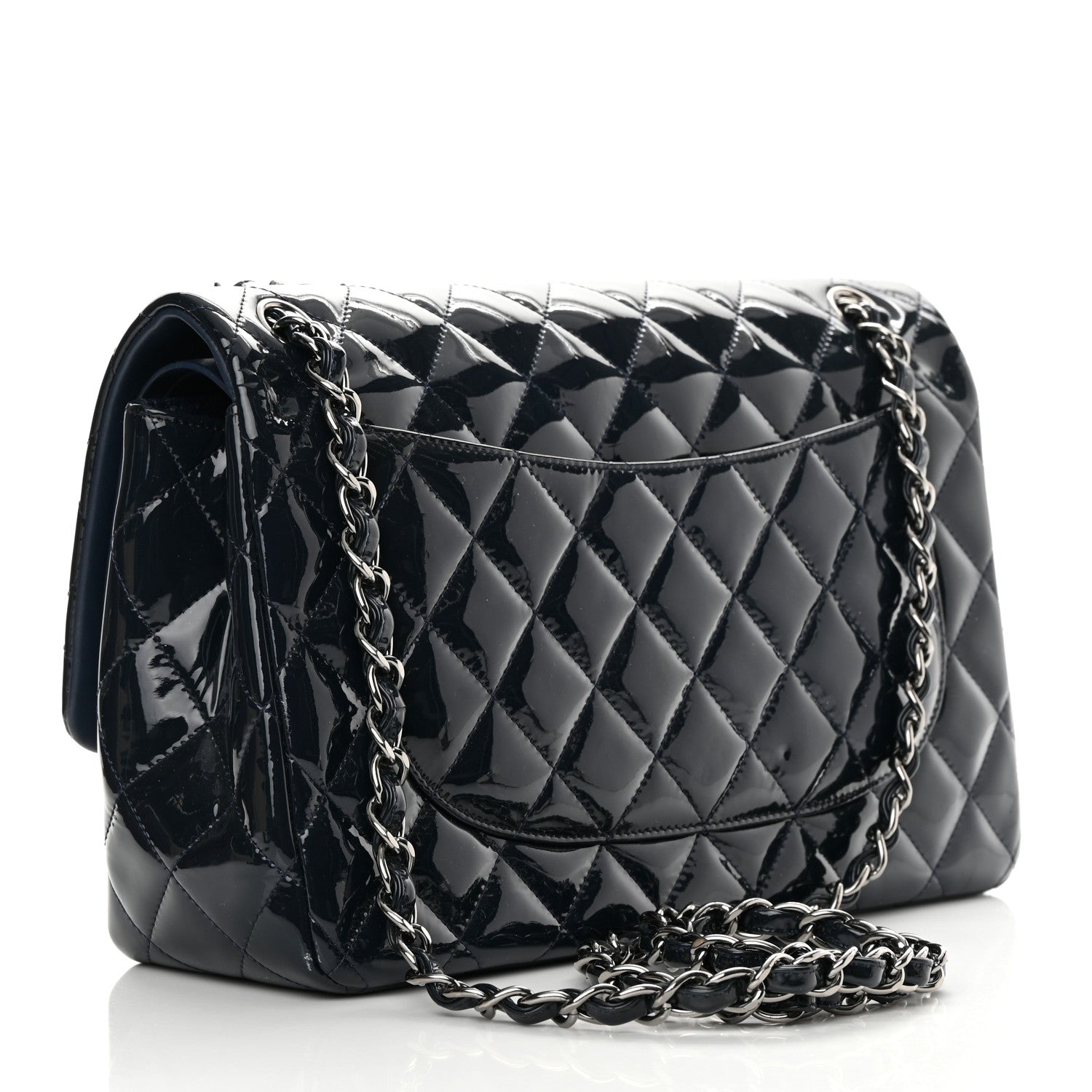 Chanel Patent Quilted Jumbo Double Flap Navy 3 of 17