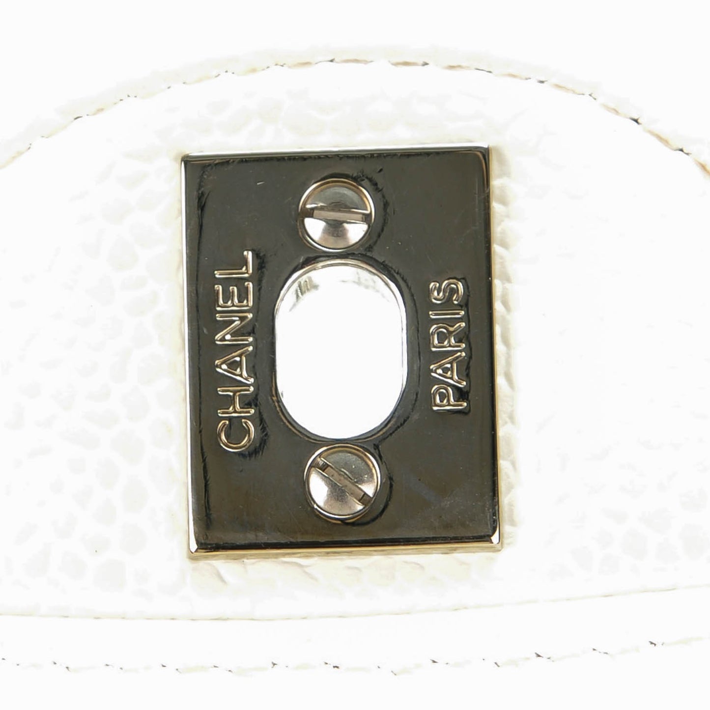 Caviar Quilted Medium Double Flap White