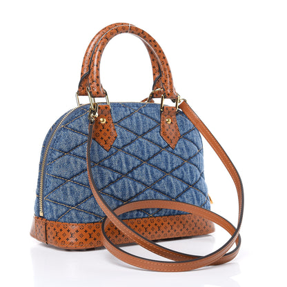 Louis Vuitton Denim Calfskin Reverse Monogram Malletage Alma BB Blue 3 of 8
