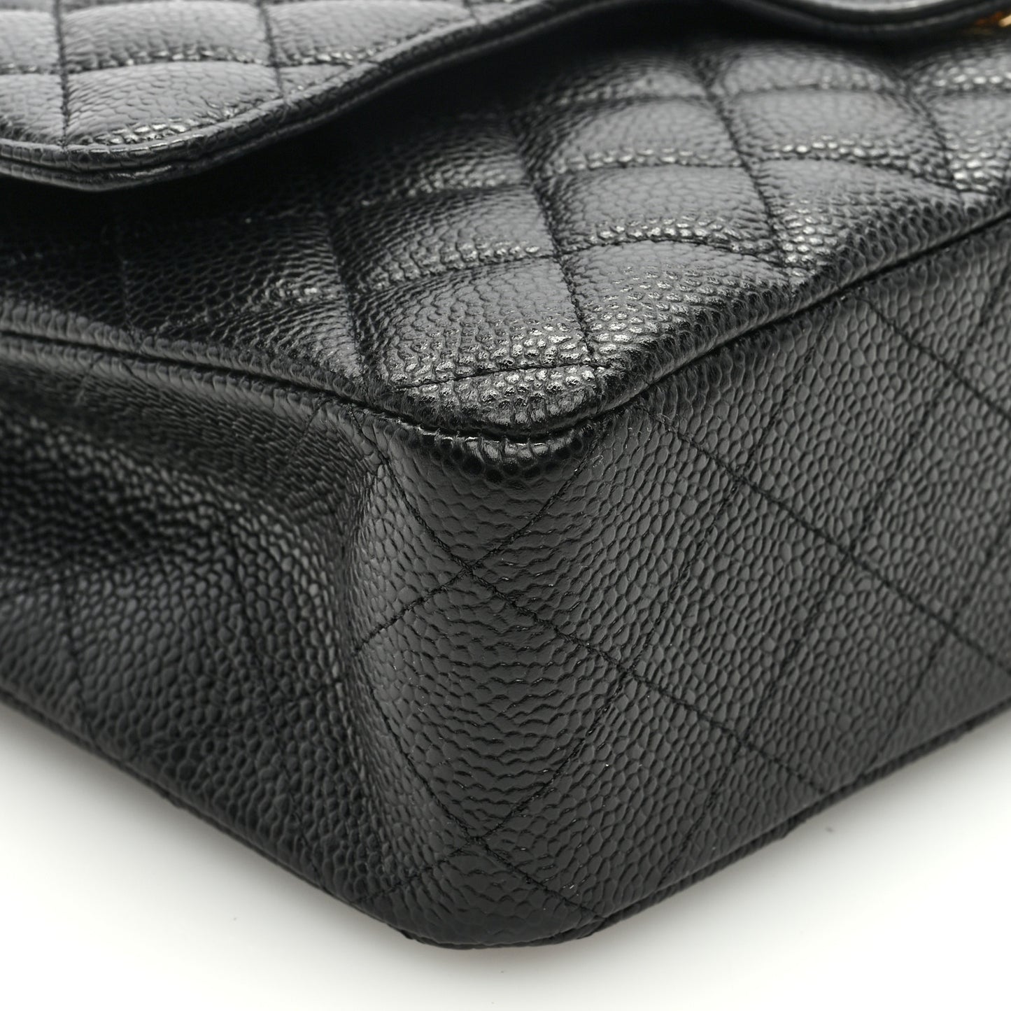 Caviar Quilted Medium Double Flap Black