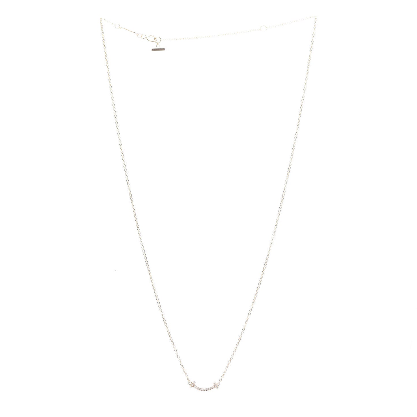 18K Rose Gold Diamond Mini T Smile Pendant Necklace