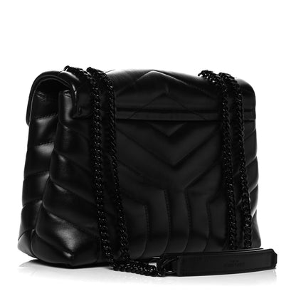 Saint Laurent Calfskin Y Quilted Monogram Small Loulou Chain Satchel Black 3 of 9