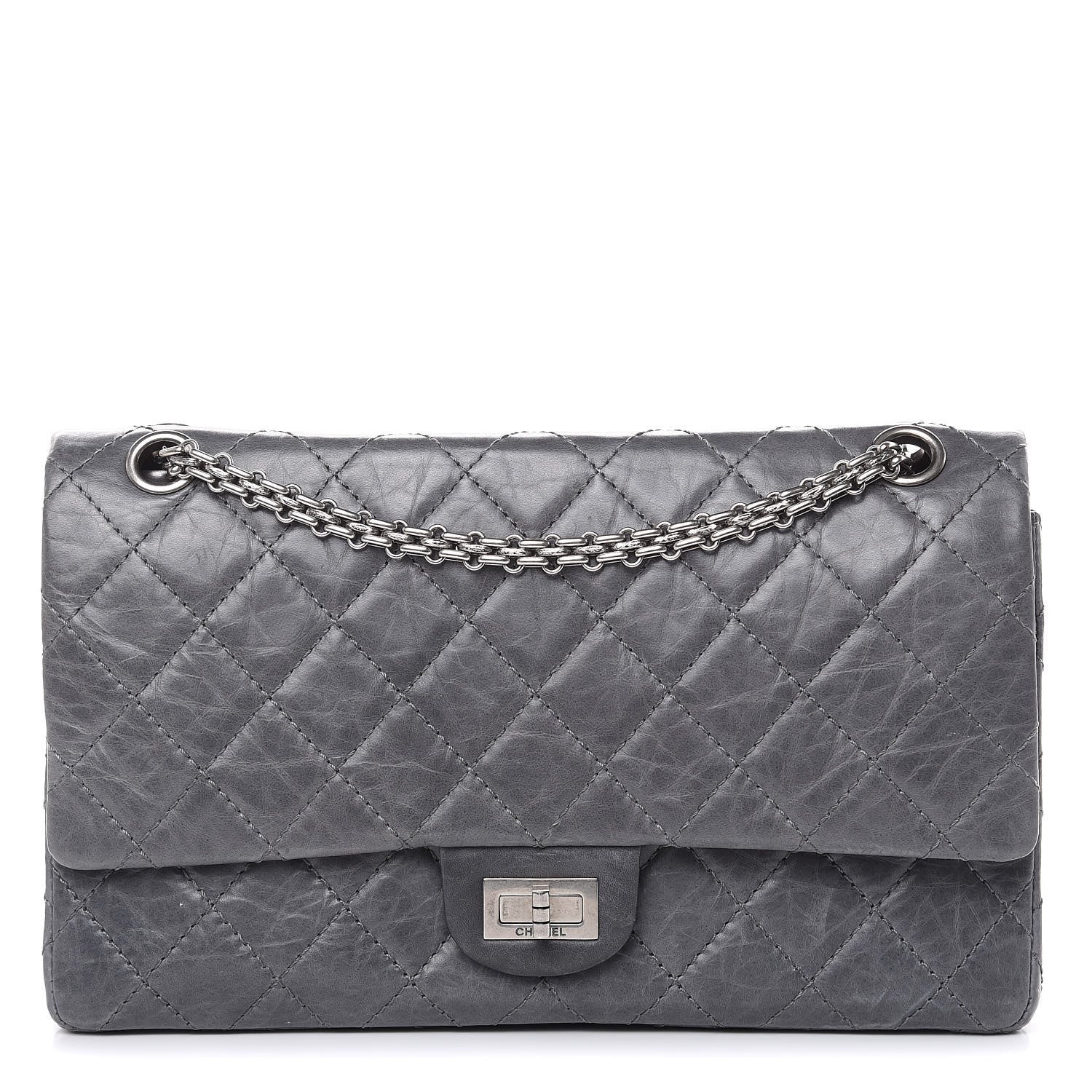 Chanel Aged Calfskin Quilted 50th Anniversary 2.55 Reissue Flap 226 Grey 1 of 18