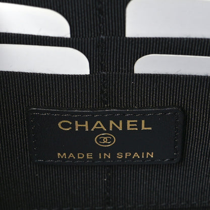 Chanel Calfskin Crocodile Embossed Egyptian Graffiti Pouch With Chain Handle Black Gold 5 of 10