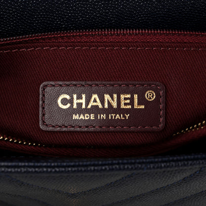 Chanel Caviar Chevron Quilted Small Coco Handle Flap Navy 6 of 10