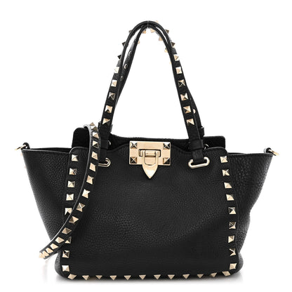 Valentino Garavani Pebbled Calfskin Mini Rockstud Tote Black 1 of 9