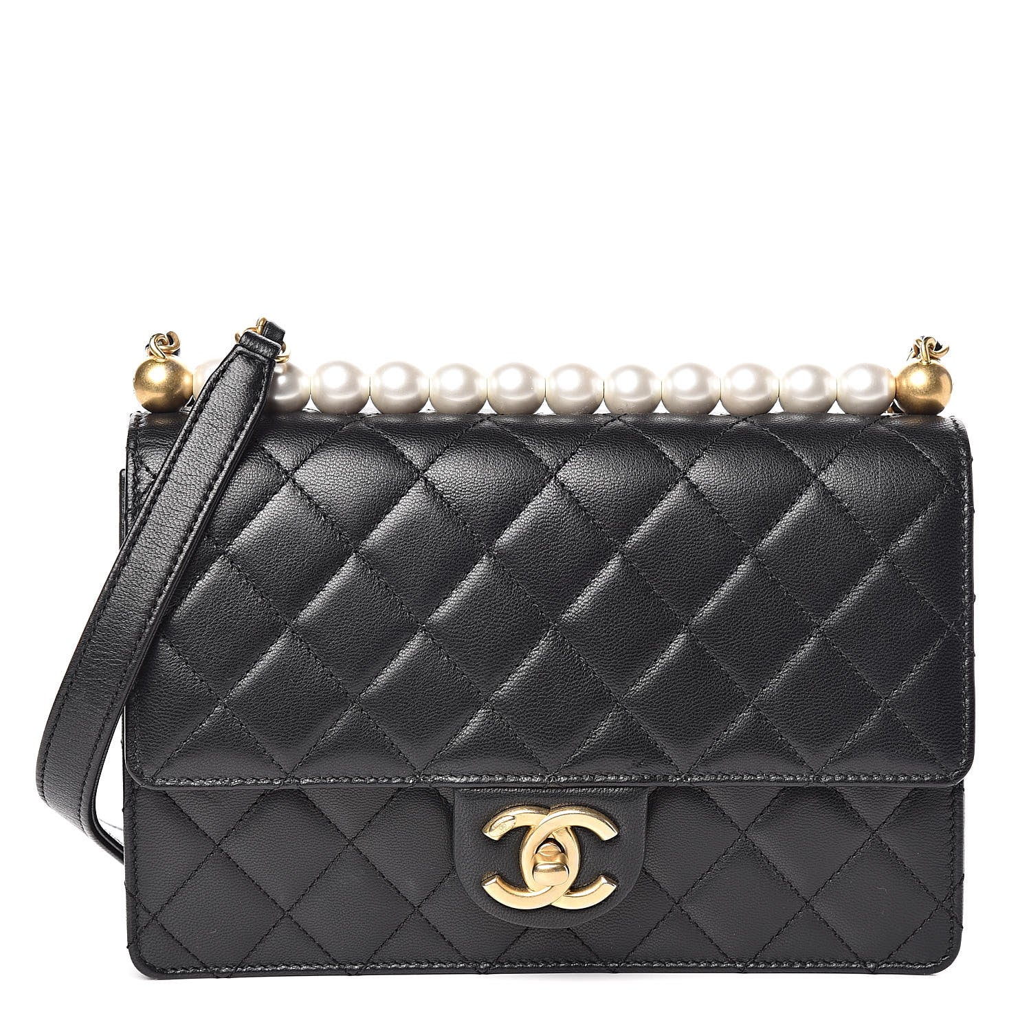 Chanel Lambskin Quilted Small Chic Pearls Flap Black 1 of 10