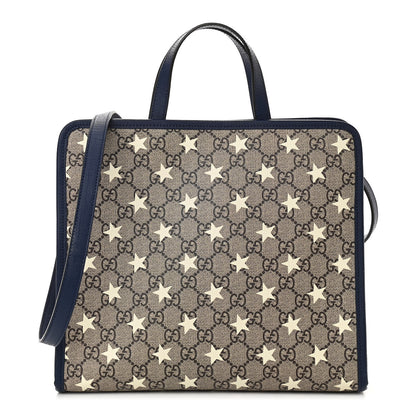 Gucci GG Supreme Monogram Stars Childrens Crossbody Tote Beige Ebony Yellow Royal 1 of 10