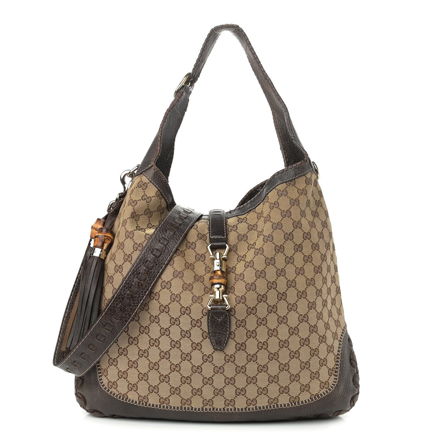 Monogram Large New Jackie Shoulder Bag Dark Brown