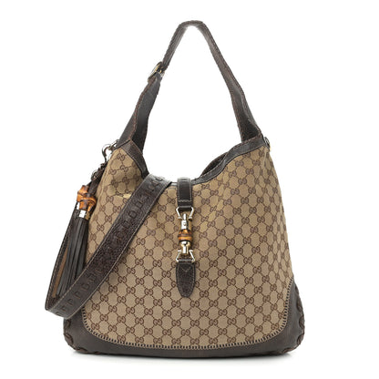 Gucci Monogram Large New Jackie Shoulder Bag Dark Brown 1 of 14