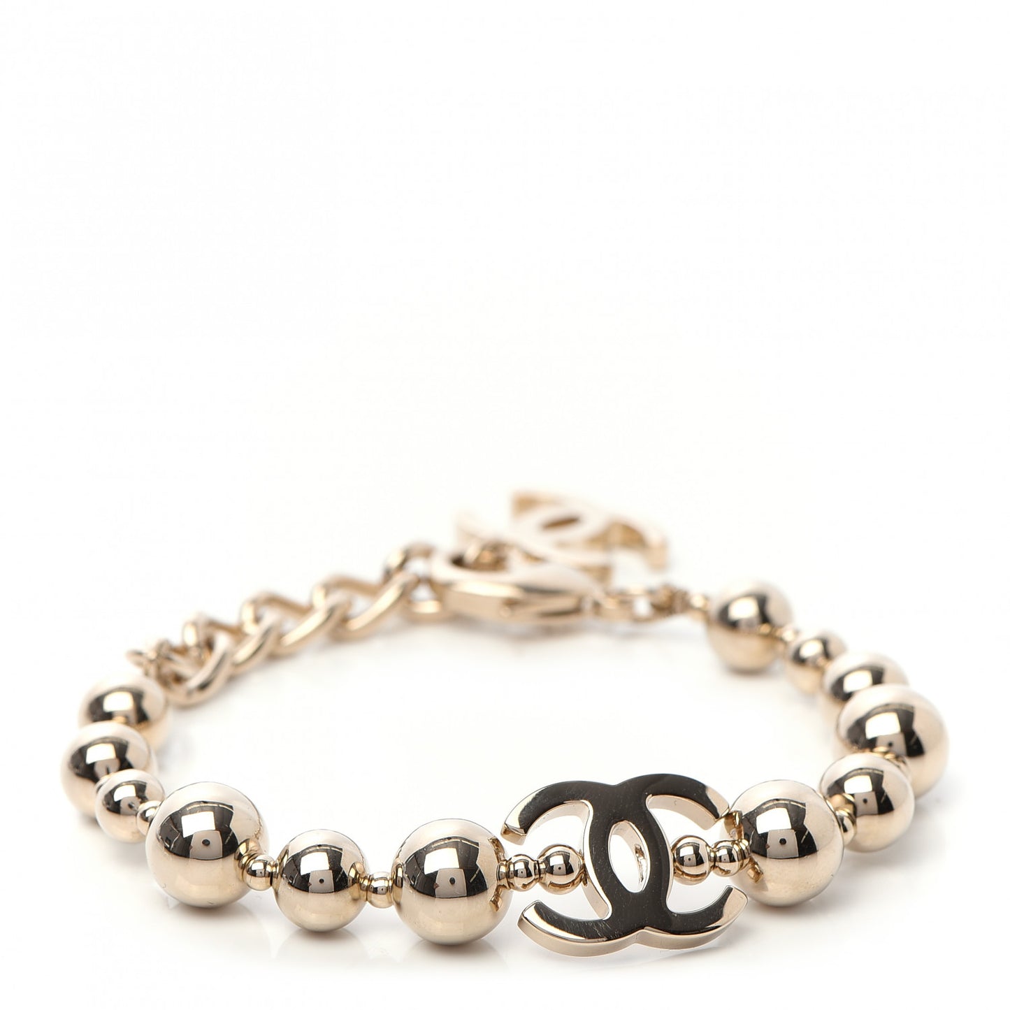 Metal Beaded CC Bracelet Gold