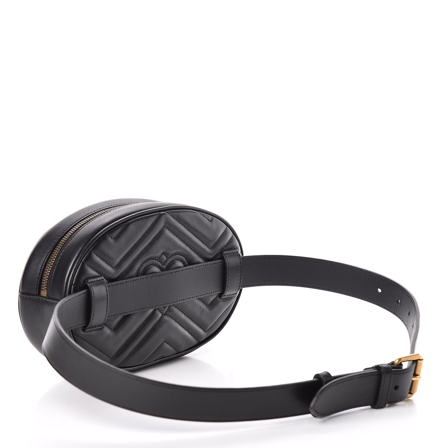 Gucci Calfskin Matelasse GG Marmont Belt Bag 85 34 Black 3 of 10