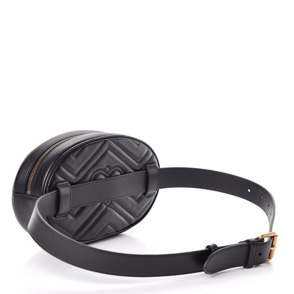 Gucci Calfskin Matelasse GG Marmont Belt Bag 85 34 Black 3 of 10