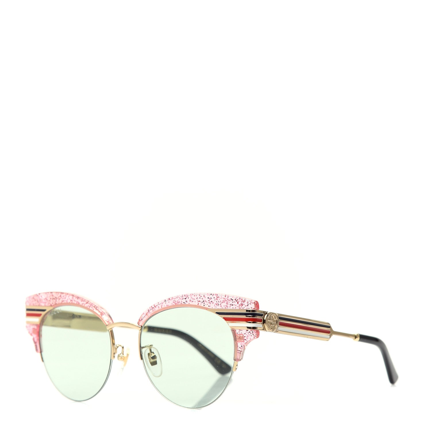Gucci Acetate Metal Glitter Cat Eye Sunglasses GG0283S Pink 1 of 8