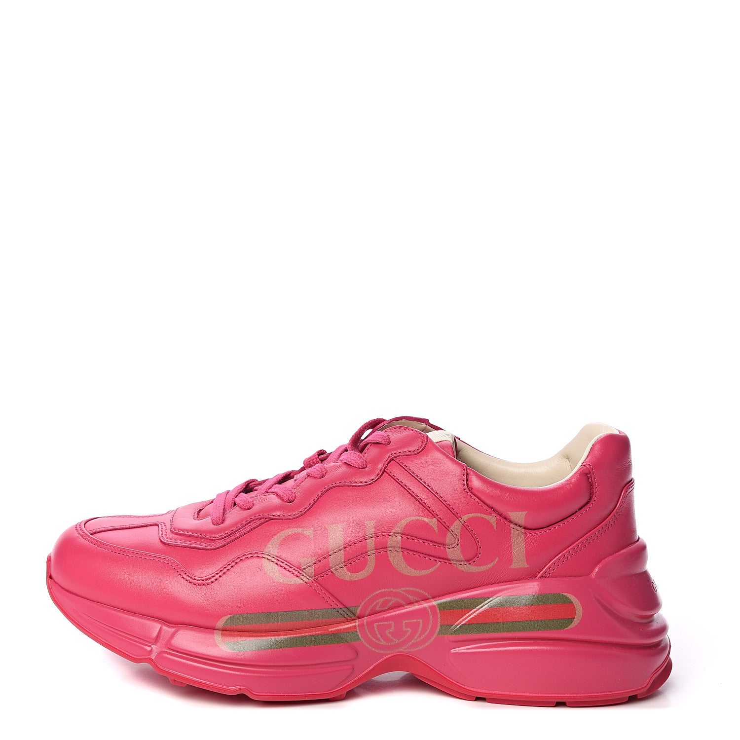 Gucci Calfskin Logo Mens Rhyton Sneakers 7.5 Box Pink 1 of 10