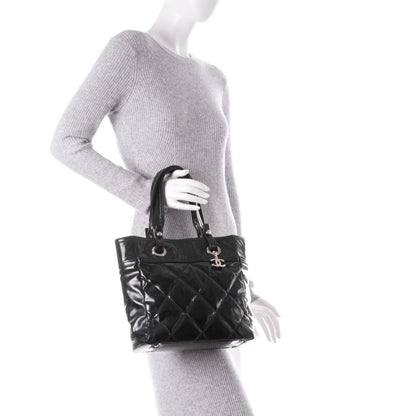 Chanel Vinyl Quilted Small Paris Biarritz Tote Black 2 of 9