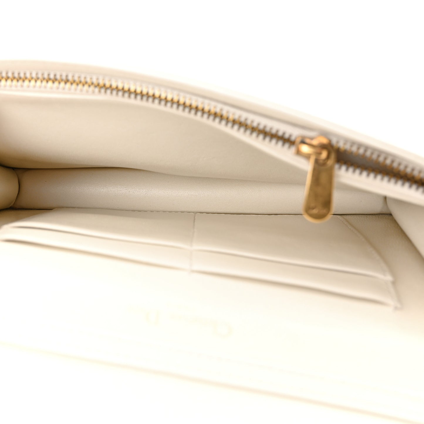 Lambskin Studded Diorama Wallet on Chain Pouch Off White