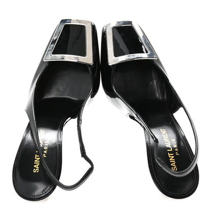 Saint Laurent Patent Maxine 115mm Slingback Pumps 37.5 Black 2 of 8