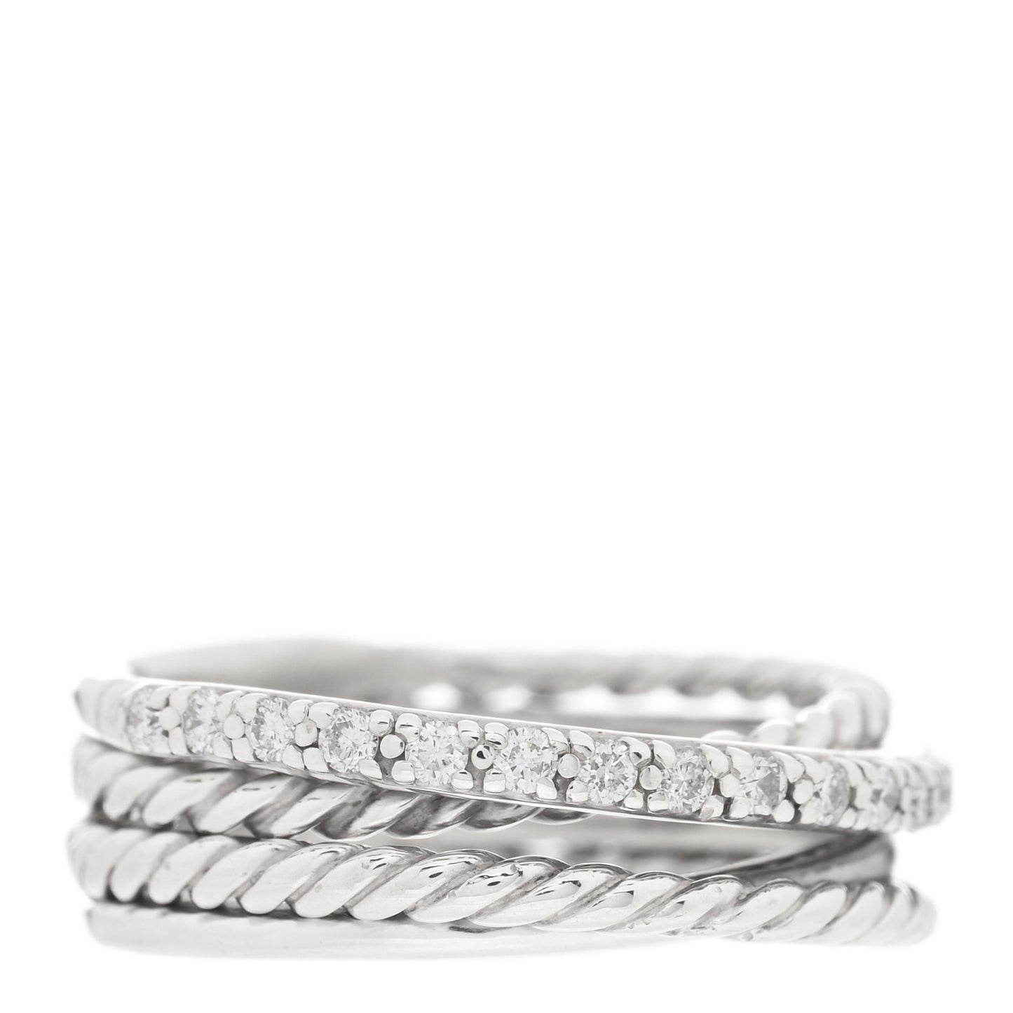 Sterling Silver Diamond 6.8mm Crossover Ring 49 4.75