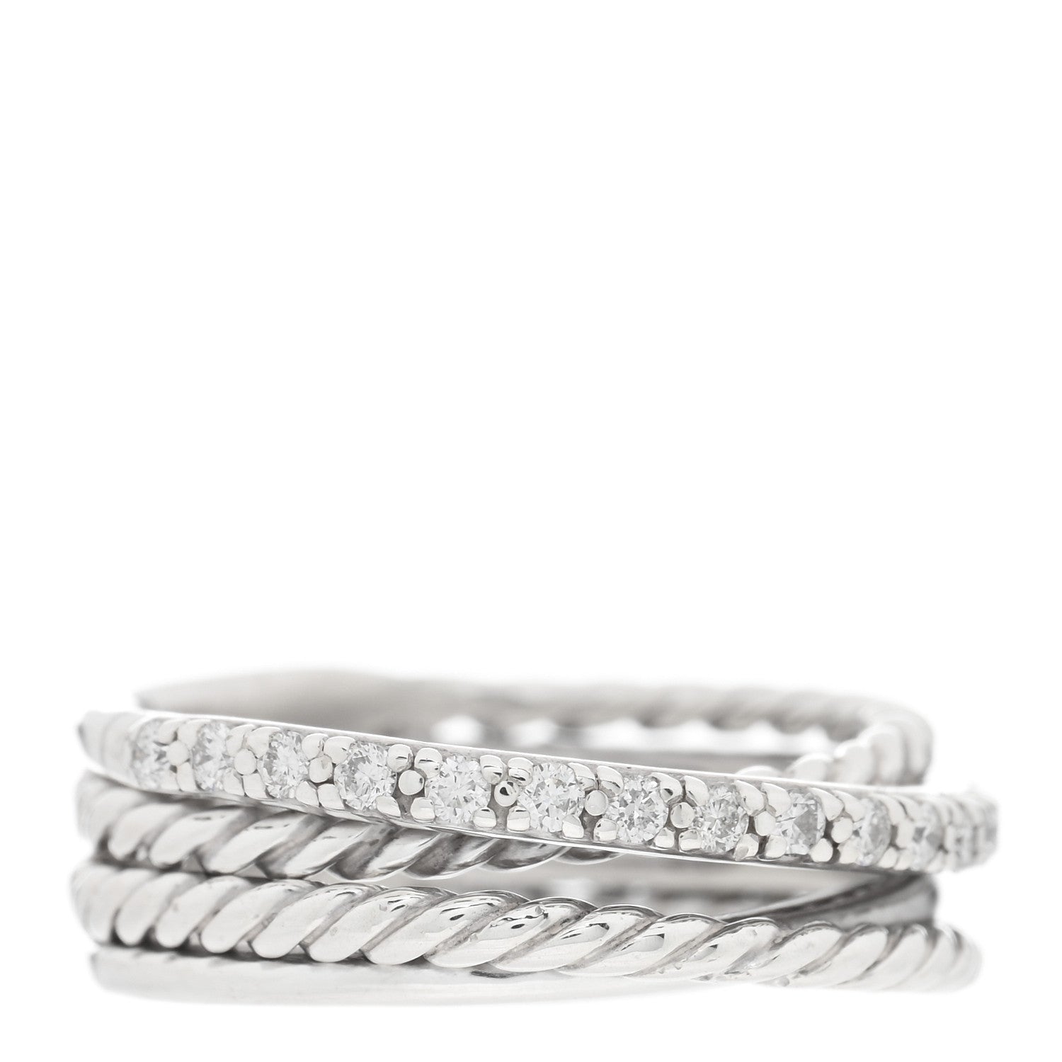 David Yurman Sterling Silver Diamond 6.8mm Crossover Ring 49 4.75 1 of 4