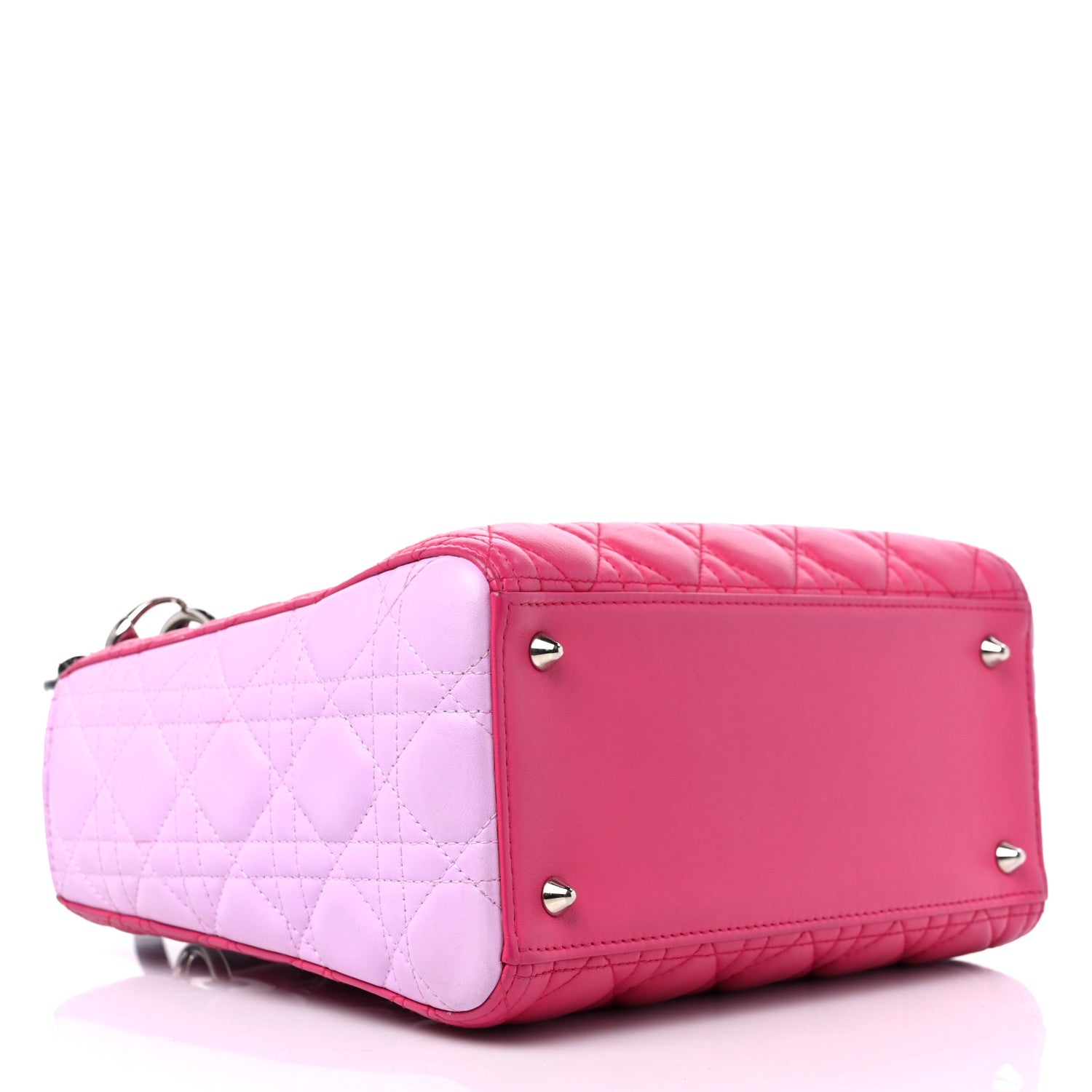 Christian Dior Lambskin Cannage Medium Tri-Color Lady Dior Fuchsia Anemone Black 4 of 16