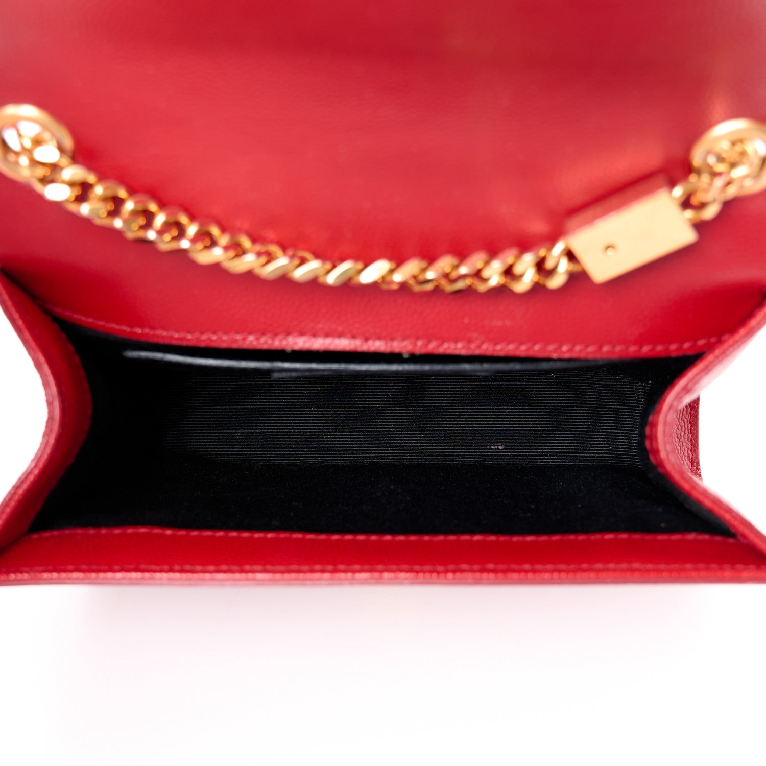 Saint Laurent Grain De Poudre Small Monogram Kate Satchel Red 5 of 11
