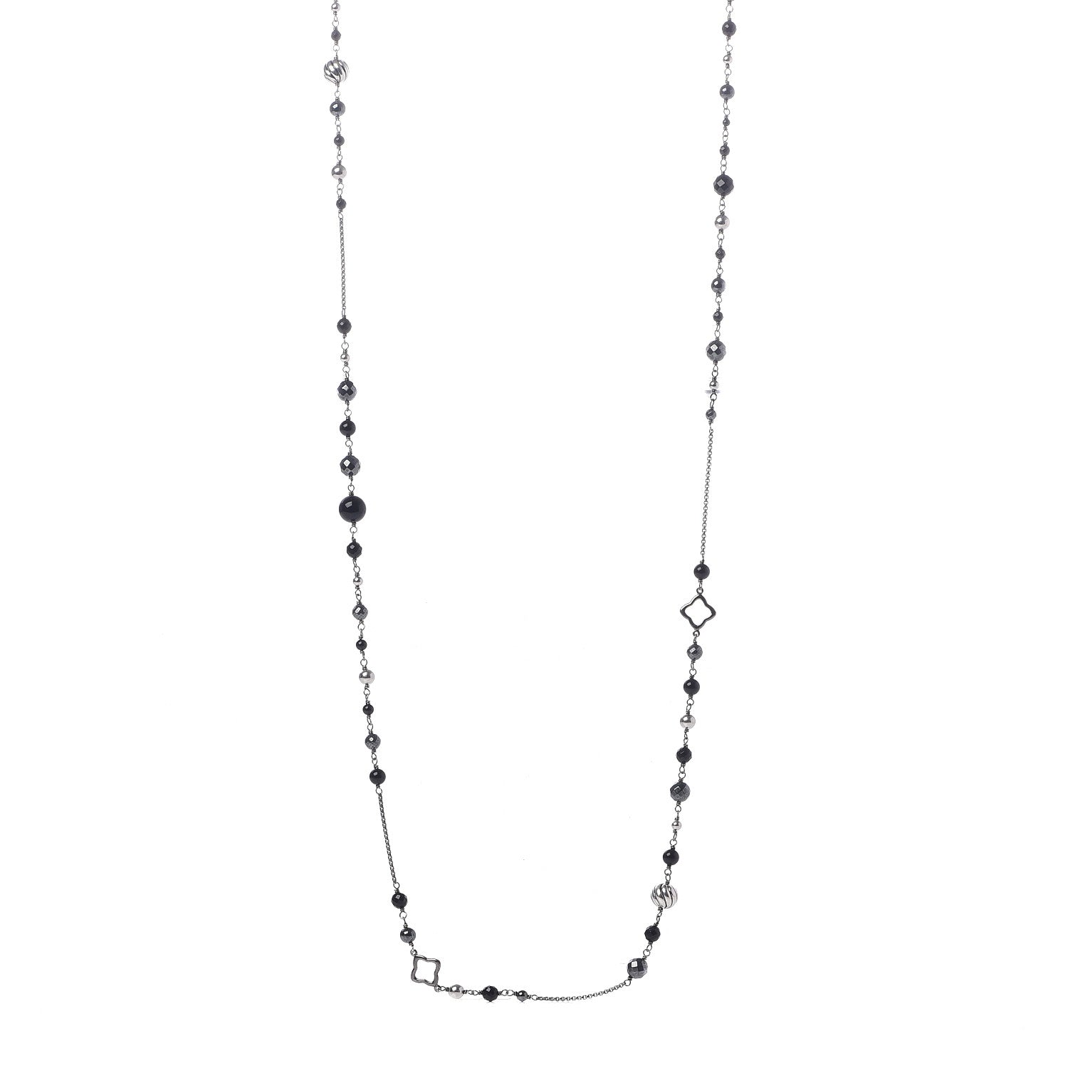 David Yurman Sterling Silver Black Onyx Hematite Elements Chain Necklace 1 of 5