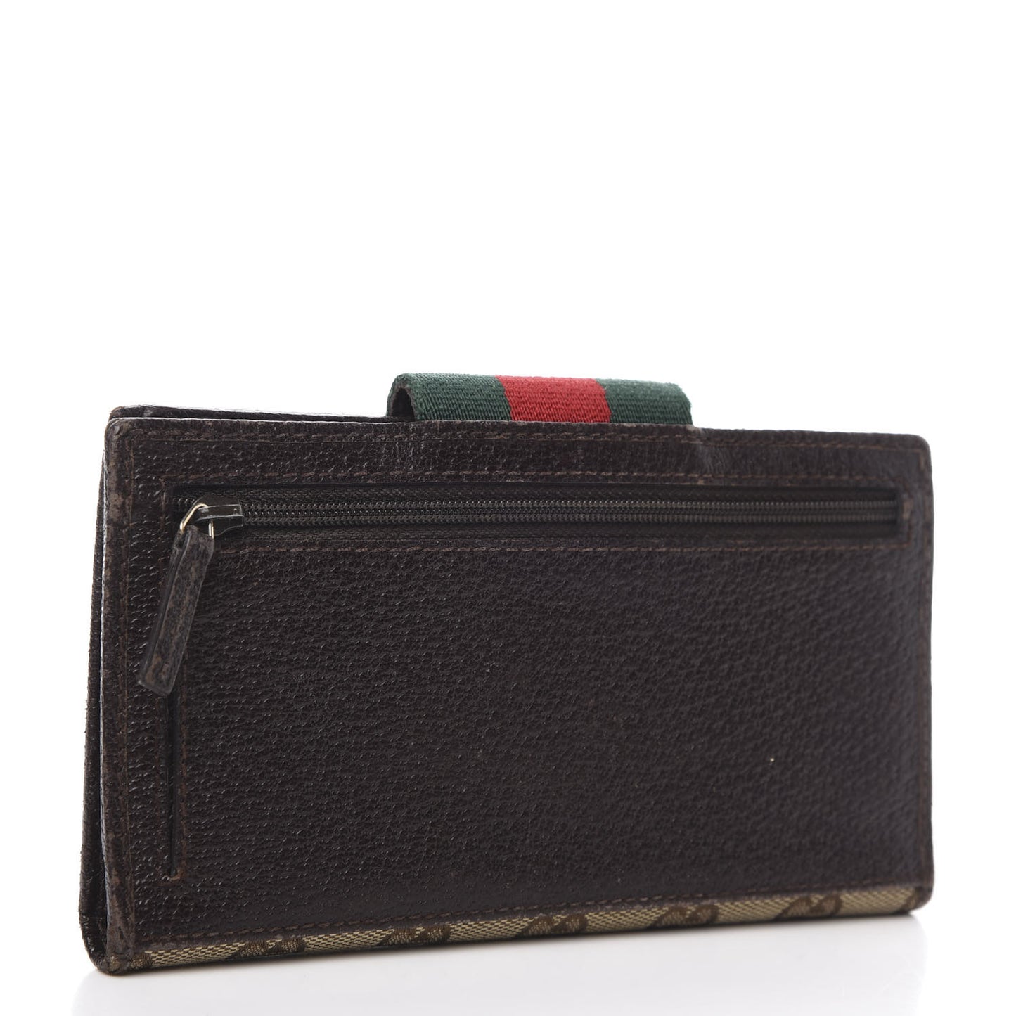 Monogram Calfskin Ladies Web Continental Wallet Beige Ebony Cocoa
