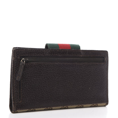 Gucci Monogram Calfskin Ladies Web Continental Wallet Beige Ebony Cocoa 3 of 10
