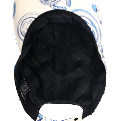 Chanel Cotton CC Print Cap Hat White Blue 7 of 8