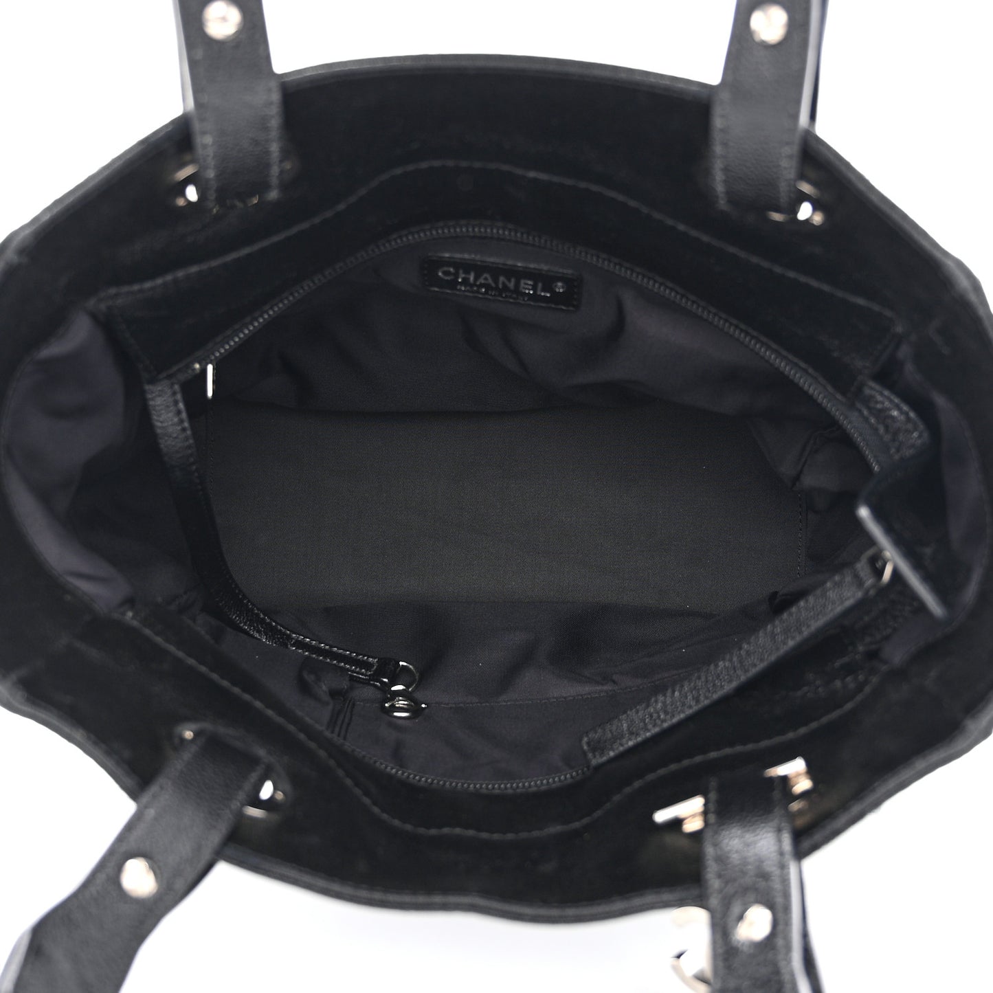 Metallic Coated Canvas Quilted Small Paris Biarritz Tote Black