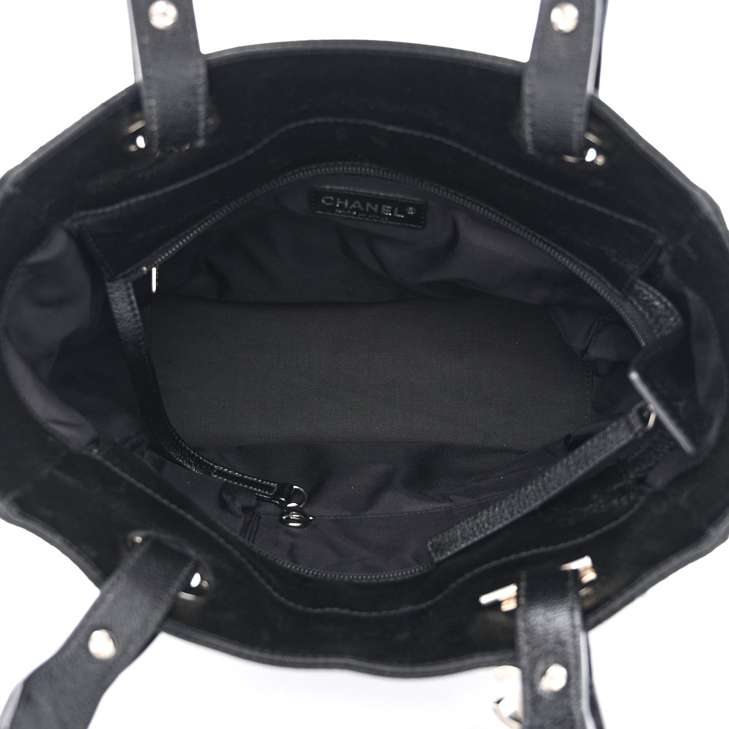 Chanel Metallic Coated Canvas Quilted Small Paris Biarritz Tote Black 5 of 10