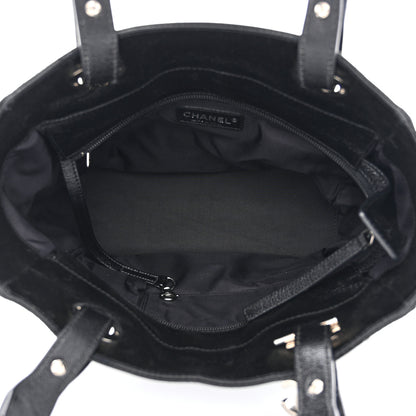 Chanel Metallic Coated Canvas Quilted Small Paris Biarritz Tote Black 5 of 10