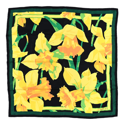 Gucci Silk Twill Jaqueline Square Scarf Black Yellow 1 of 4