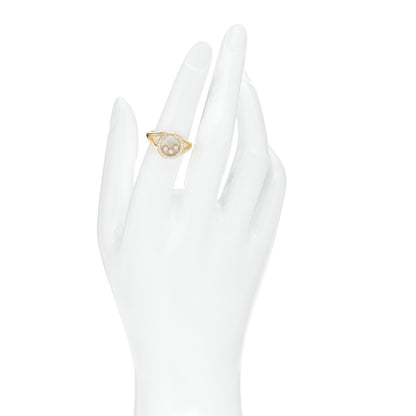 Chopard 18K Yellow Gold Diamond 3 Happy Diamonds Circle Ring 53 6.25 2 of 5