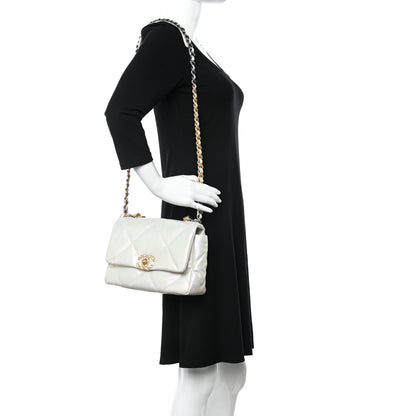 Chanel Iridescent Calfskin Quilted Medium Chanel 19 Flap White 2 of 10