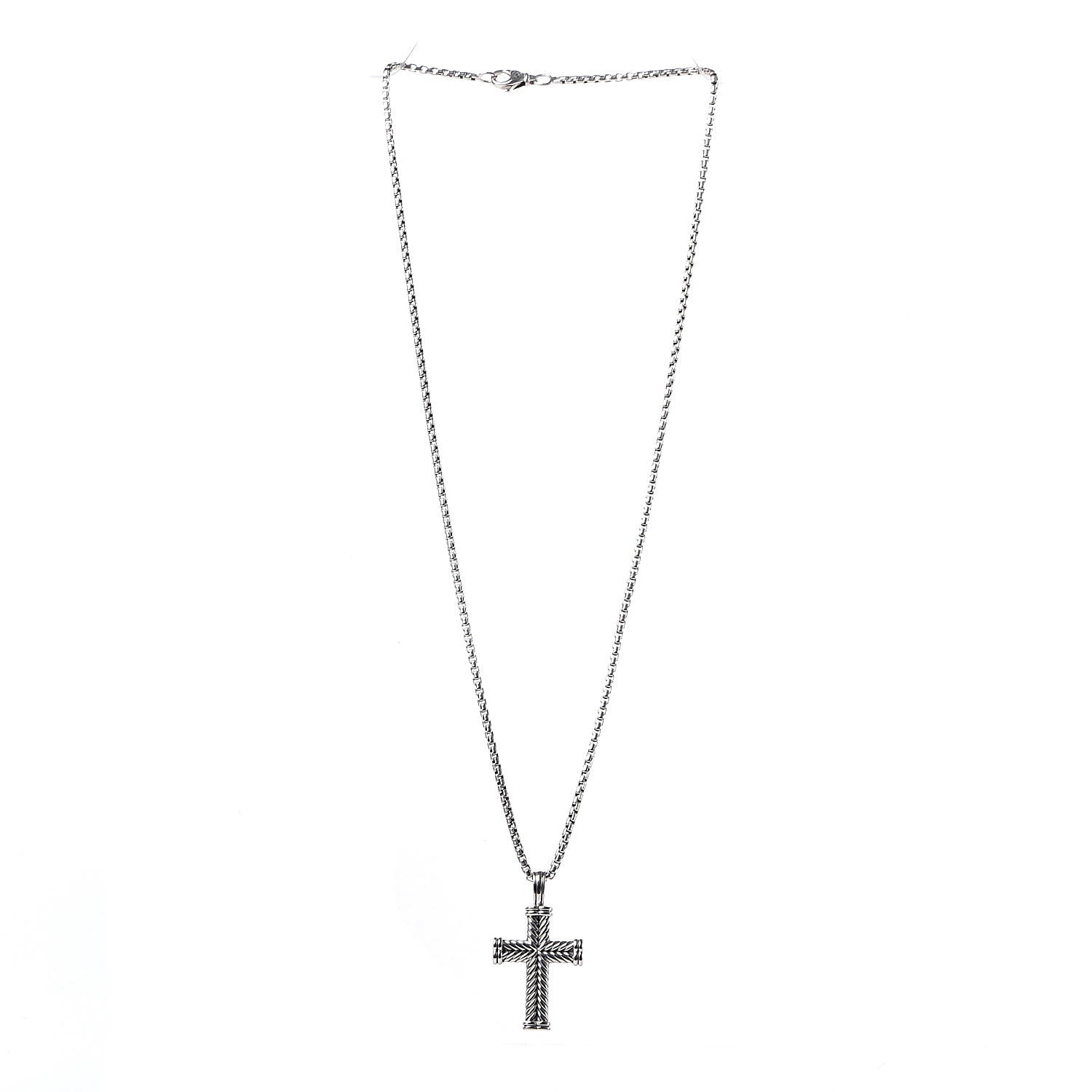 David Yurman Sterling Silver Chevron Cross Pendant Necklace 3 of 5