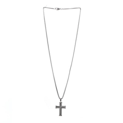 David Yurman Sterling Silver Chevron Cross Pendant Necklace 3 of 5