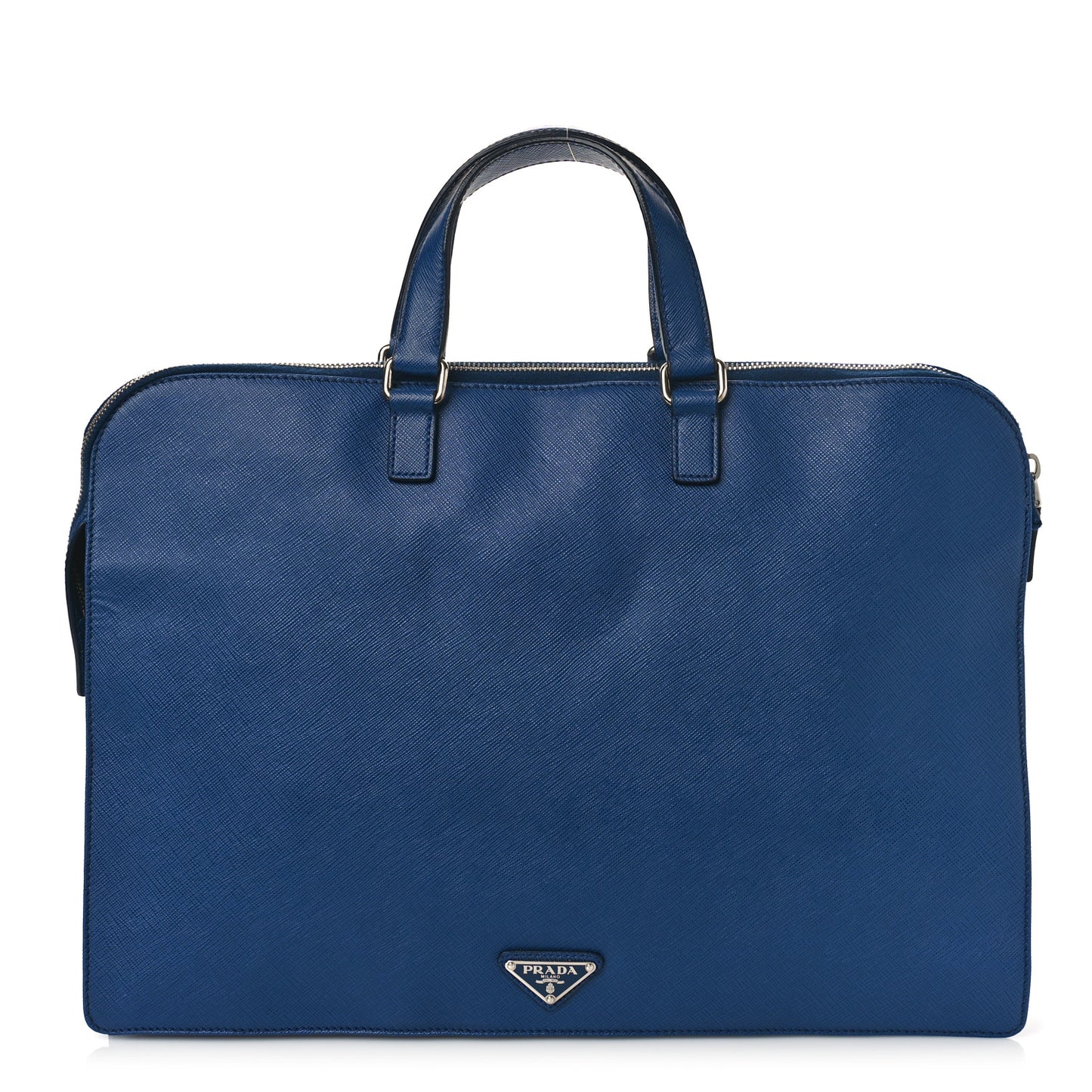 Saffiano Cuir Travel Front Zip Pocket Briefcase Bluette