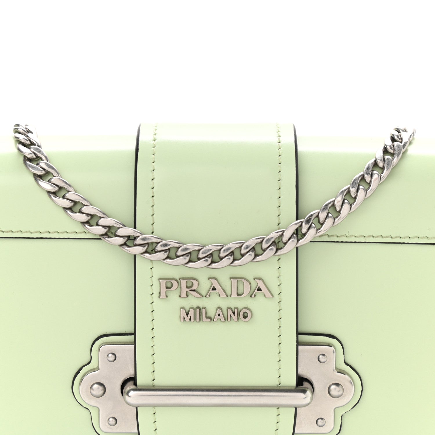 Prada Spazzolato Soft Calf Cahier Chain Wristlet Acqua 9 of 10