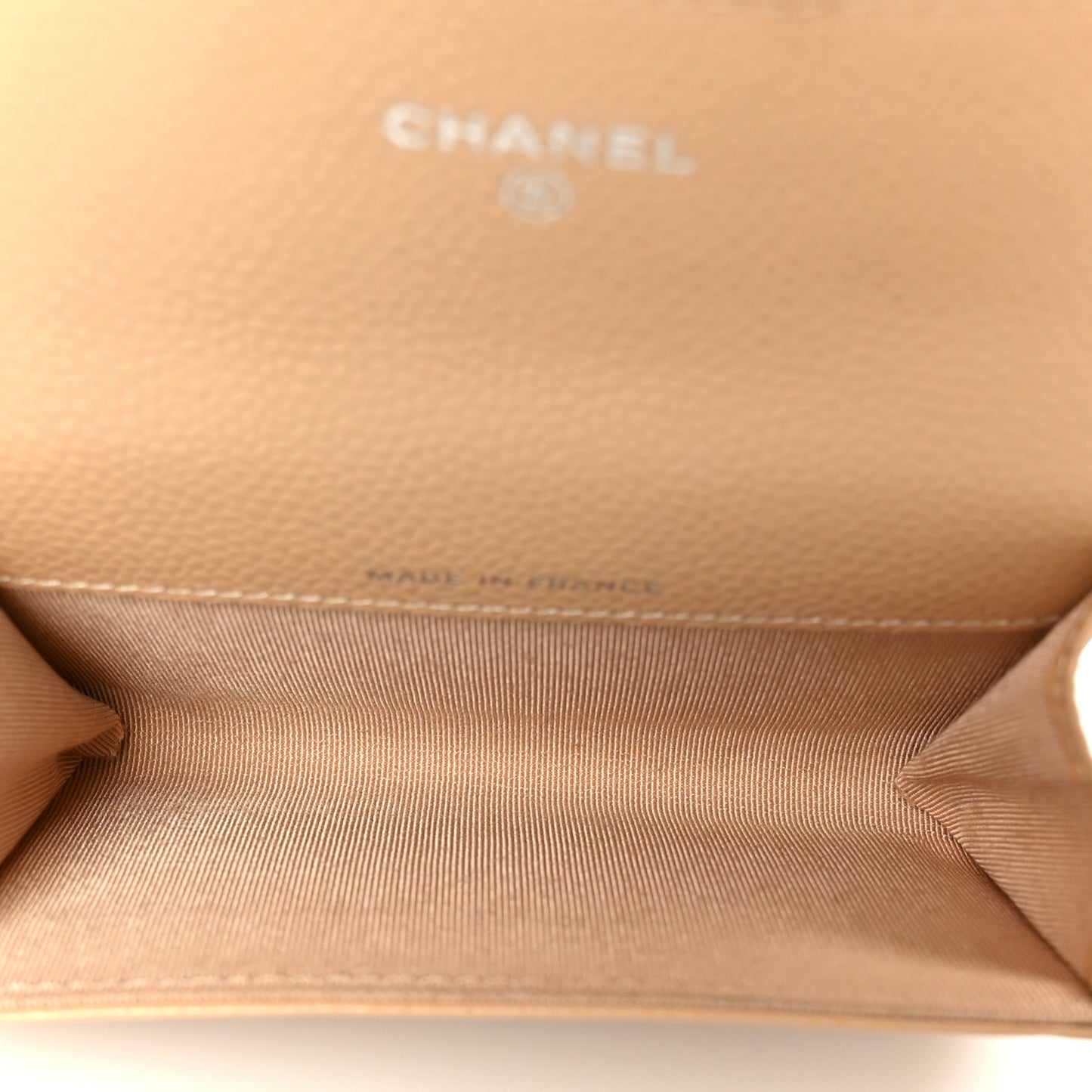 Caviar Quilted Flap Card Holder Wallet Beige