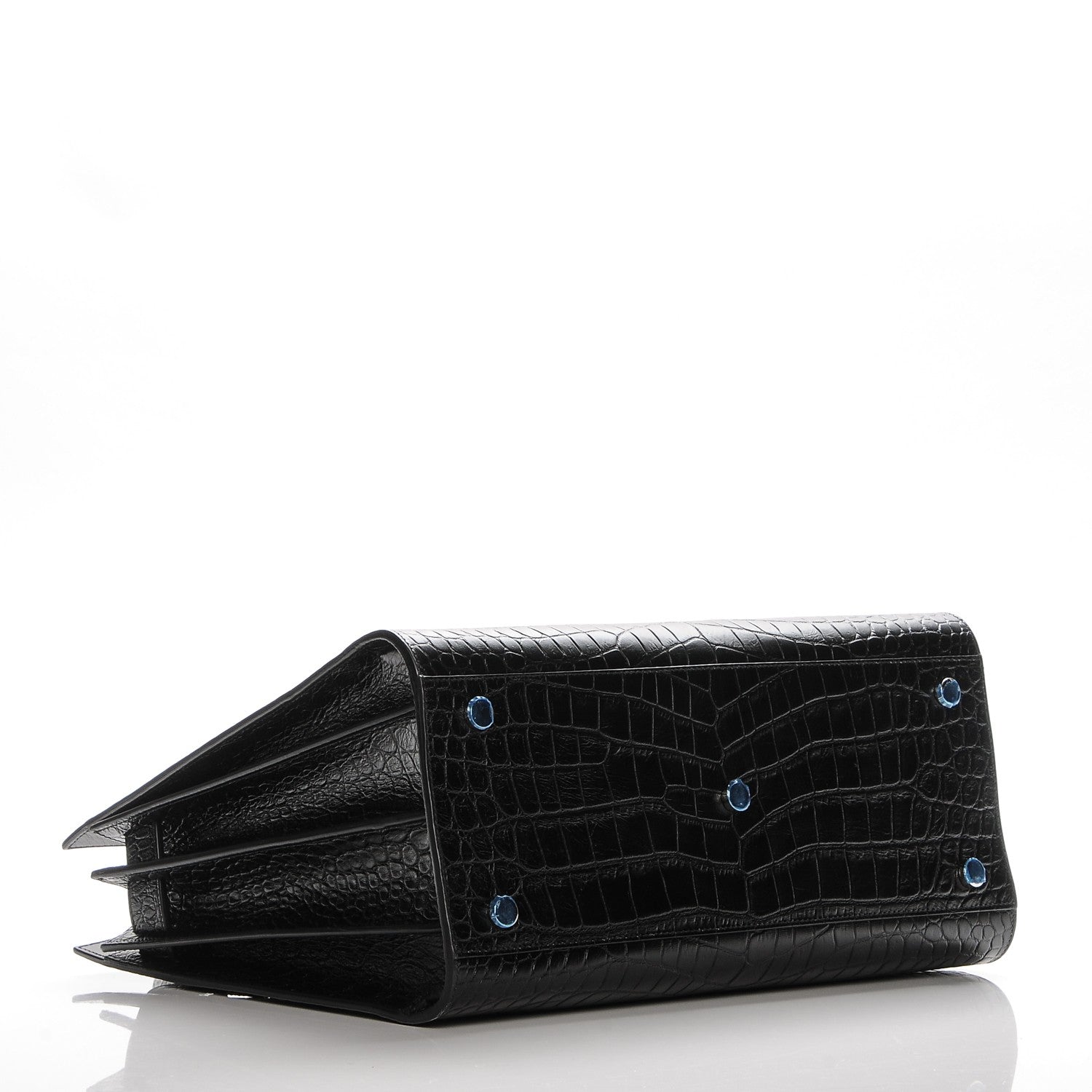 Saint Laurent Calfskin Crocodile Embossed Small Sac de Jour Black 5 of 12