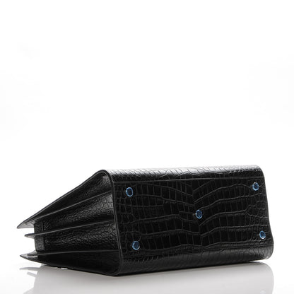 Saint Laurent Calfskin Crocodile Embossed Small Sac de Jour Black 5 of 12