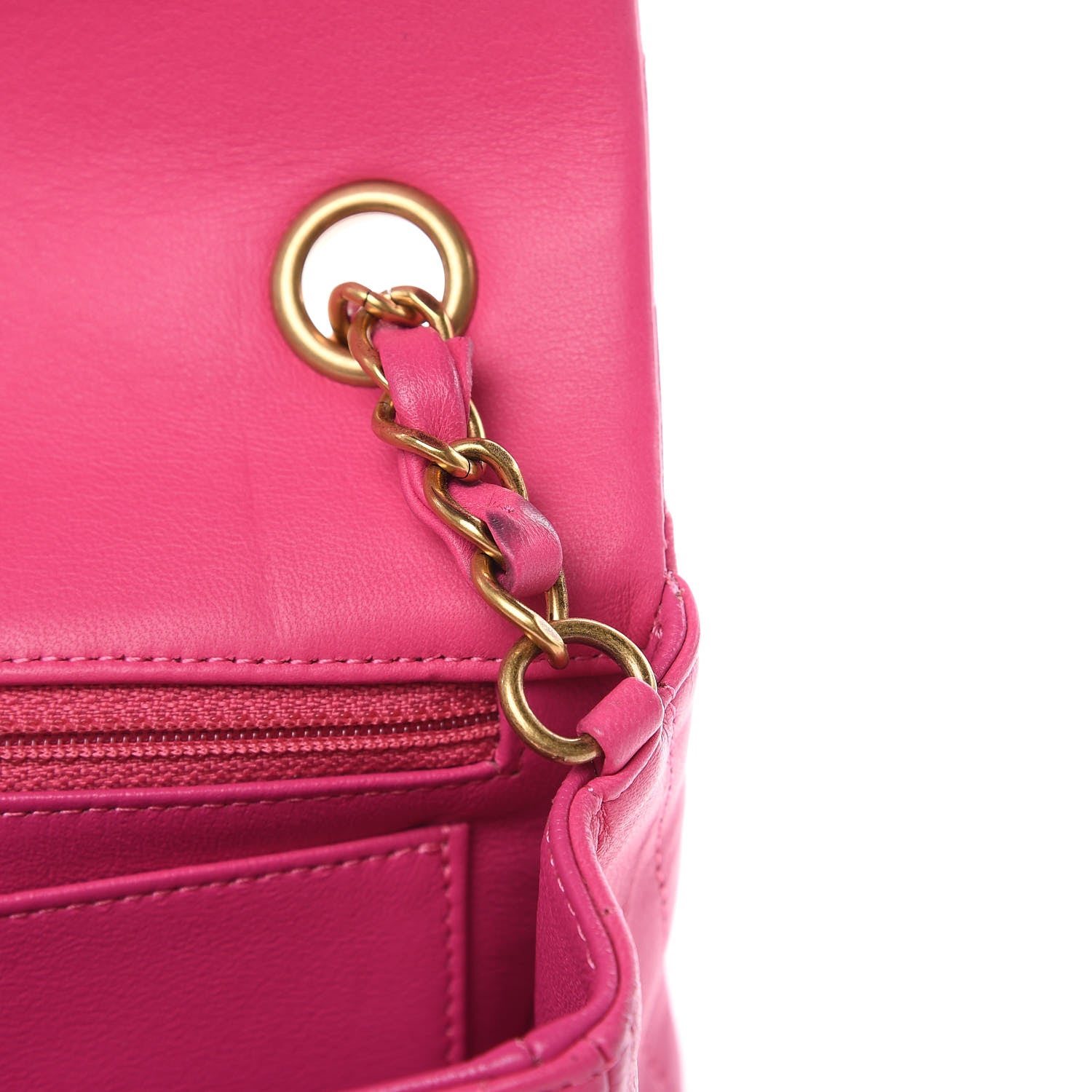 Chanel Lambskin Chevron Quilted Mini Rectangular Flap Pink 10 of 11