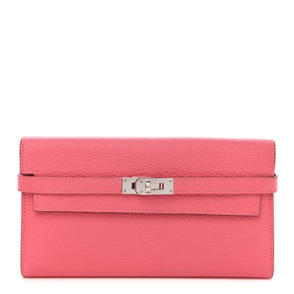 Hermes Chevre Mysore Kelly Longue Wallet Rose Lipstick 1 of 9