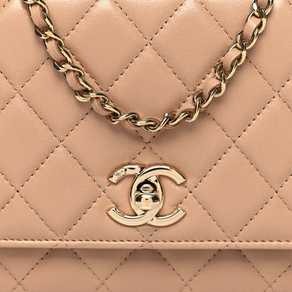 Chanel Lambskin Quilted Trendy CC Wallet On Chain WOC Beige 9 of 14