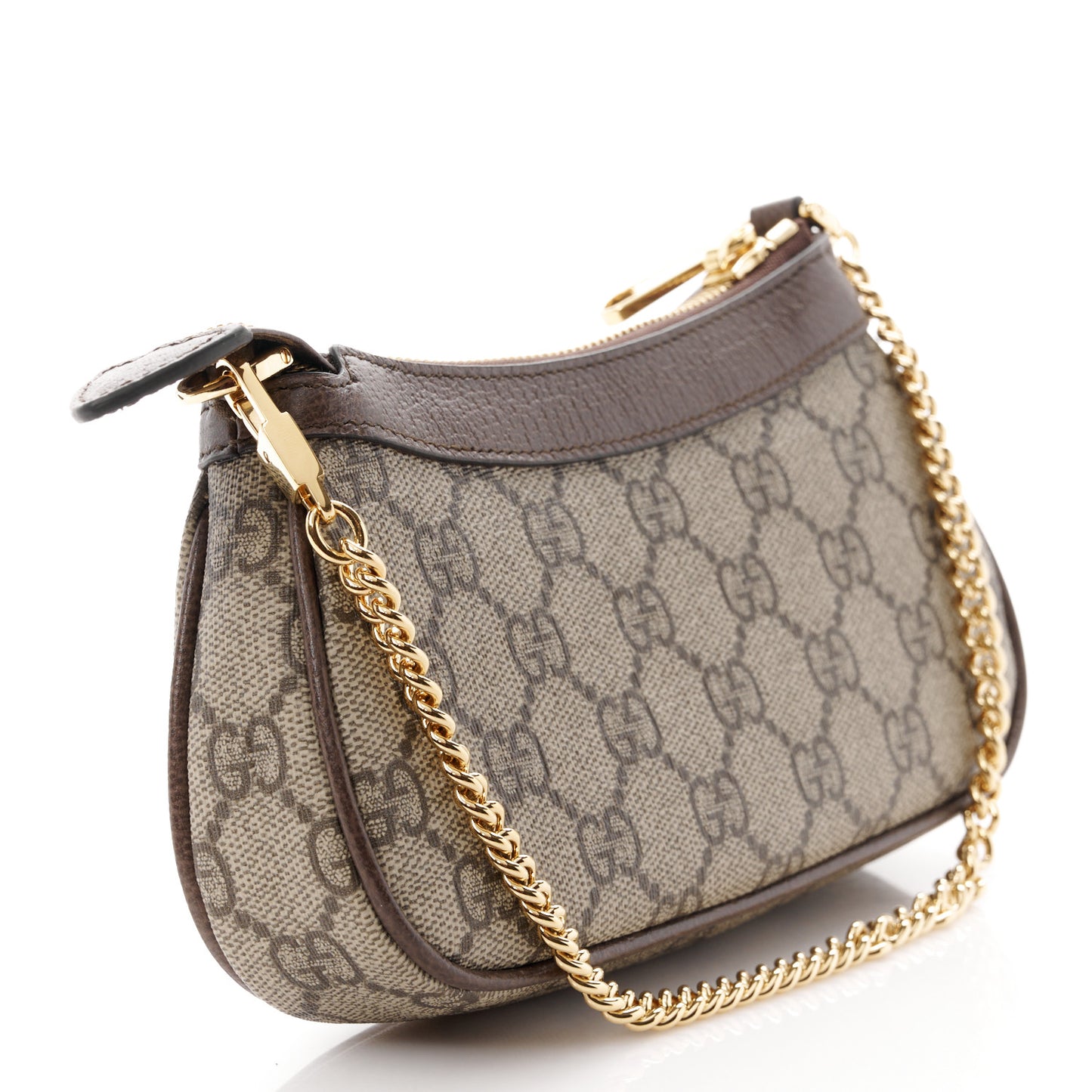 GG Supreme Monogram Textured Dollar Calfskin Mini Ophidia Chain Bag Beige Ebony