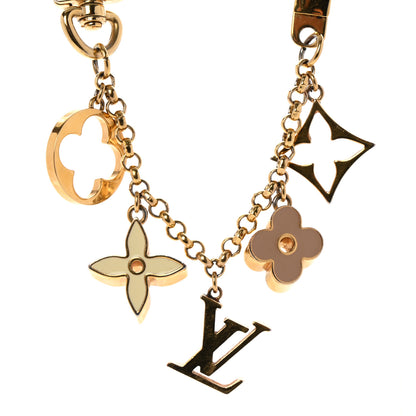 Louis Vuitton Brass Enamel Fleur De Monogram Bag Charm Chain Gold 4 of 5